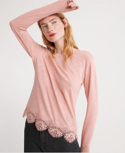 Superdry Morocco Lace Hem Top In Pink