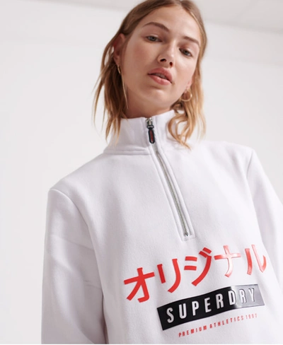Superdry Nineties Half Zip Sweatshirt In White