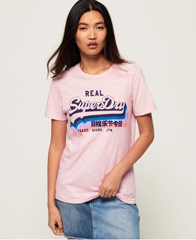 Superdry Vintage Logo Rainbow Shadow T-shirt In Pink