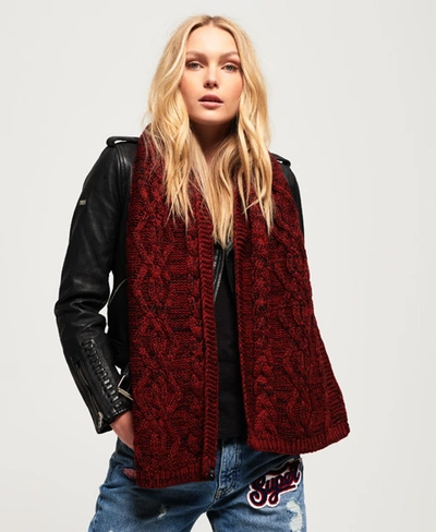 Superdry Arizona Cable Scarf In Red
