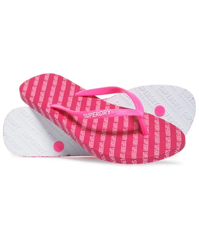 Superdry Super Sleek All Over Print Flip Flops In Pink