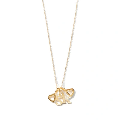 Sarah Chloe Love Count Multi Heart Necklace In Yellow Gold