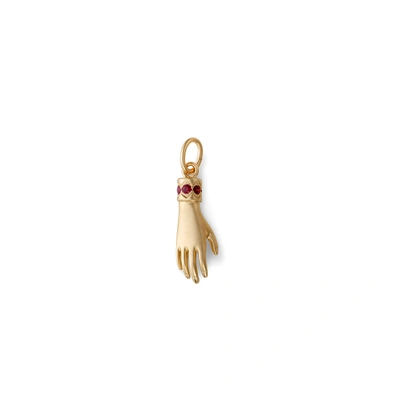 Michelle Fantaci Ruby Hand Charm In Yellow Gold/ruby