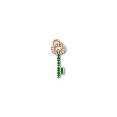 Michelle Fantaci Emerald Key Charm In Yellow Gold/emerald