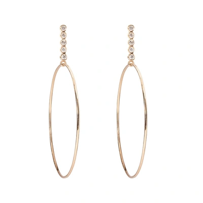 Sophie Ratner Diamond Hoop Drop Earrings In Yellow Gold/pave