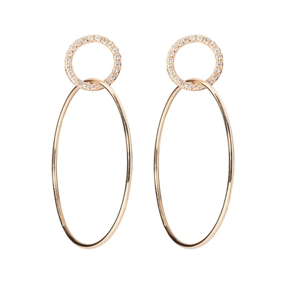 Sophie Ratner Single Circle Hinge Ring Pave Earrings In Yellow Gold/pave