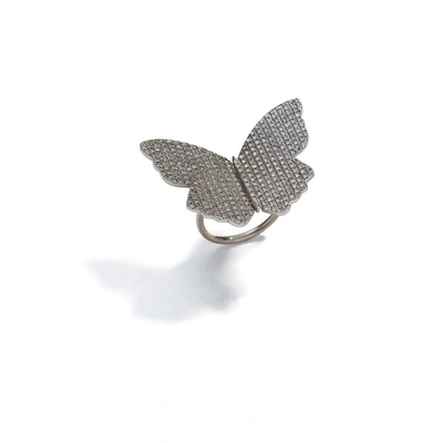 Sheryl Lowe Pavé Diamond Butterfly Bead Ring In Black