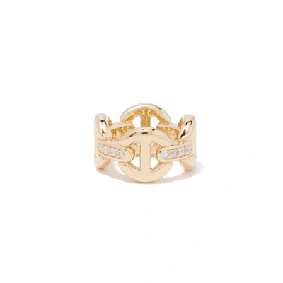 Hoorsenbuhs Quad-link Ring With Diamonds In Yellow Gold / White Diamonds