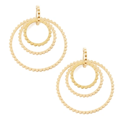 Nancy Newberg Daisy Triple Hoop Earrings In Yellow Gold