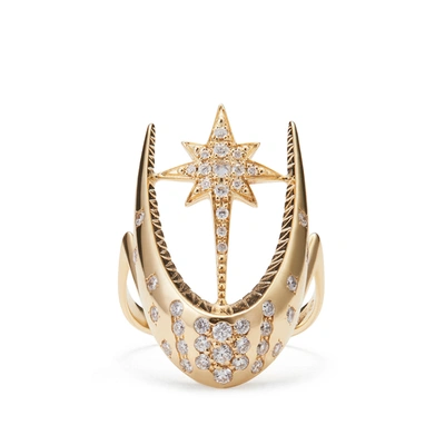Venyx Parrot Star Fish Ring In Yellow Gold