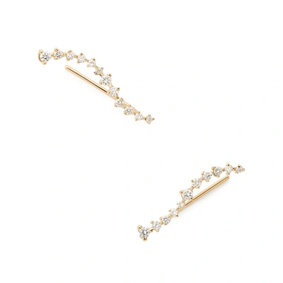 Sophie Ratner Diamond Swell Ear Climbers Earring In Yellow Gold/white Diamonds