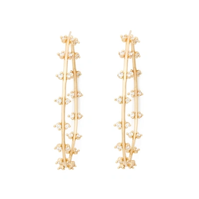 Sophie Ratner Double Row Diamond Hoops Earring In Yellow Gold/white Diamonds