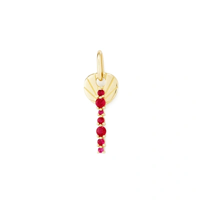 Michelle Fantaci Amaranthus Key Charm With Rubies In Yellow Gold/ruby