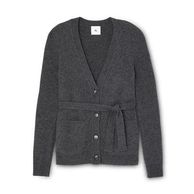G. Label Jeanette Belted Cardigan In Charcoal