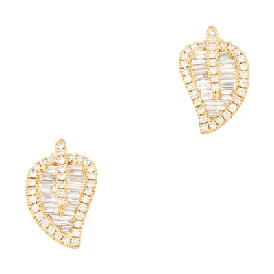 Anita Ko 18-karat Yellow-gold Leaf Stud Earrings In Yellow Gold/white Diamonds