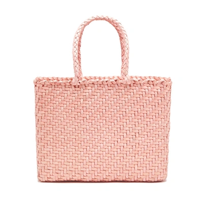 Dragon Diffusion Basket Small Hand-woven Leather Tote Bag In Baby Pink