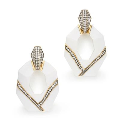 Sorellina Mod Sculpture Earrings In Yellow Gold/white