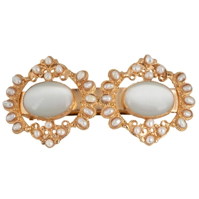 Christie Nicolaides Zoe Hair Clip White In Gold