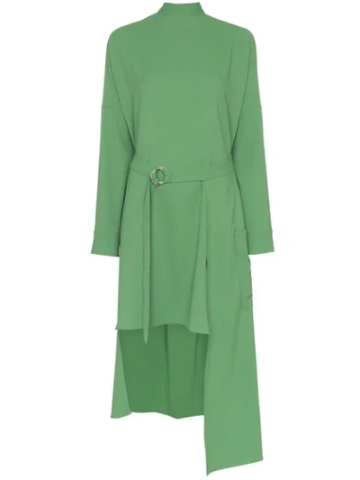 Tibi Convertible Belted Stretch-jersey Midi Dress In Green