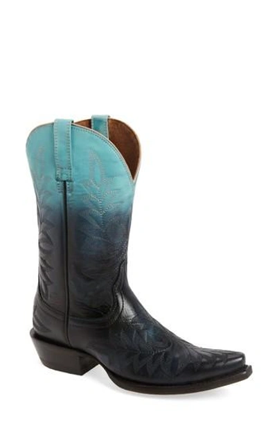 Ariat Ombre X Toe Western Boot In Blue Leather