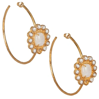 Christie Nicolaides Claudia Hoops Moonstone In Gold