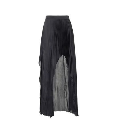 Stella Mccartney Asymmetric Pleated Satin Skirt In Black