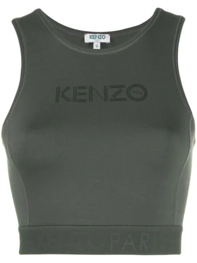 Kenzo Printed Logo Tank Top In Green