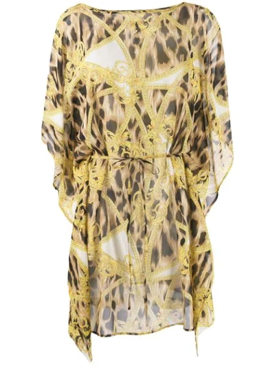 Versace Barocco Animalier Print Beach Dress In A7001