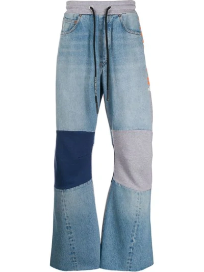 Off-white Patch Detail Denim Track Pants In Blue