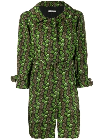 Prada Heart Print Trench Coat In Green | ModeSens 