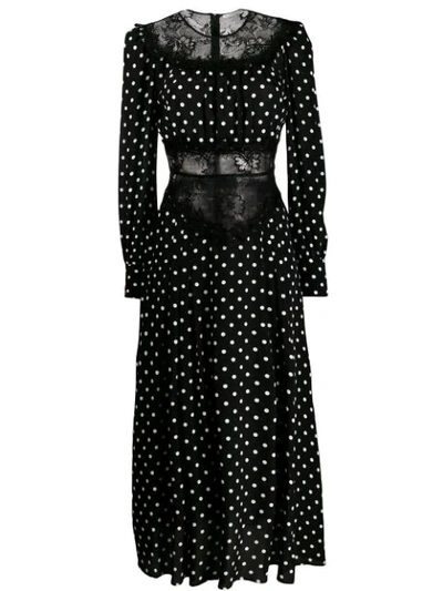 Alessandra Rich Polka Dot Print Dress In 900black