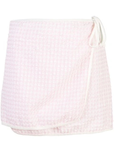 Solid & Striped The Wrap Gingham Mini Skirt In Pink