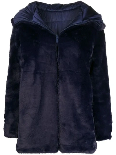 Save The Duck Reversible Faux Fur Coat In Blue
