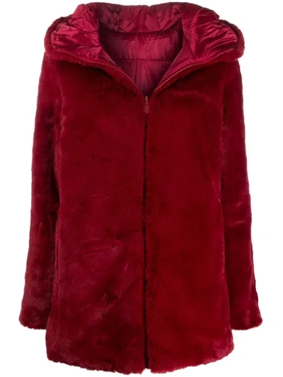 Save The Duck Reversible Faux Fur Coat In Red
