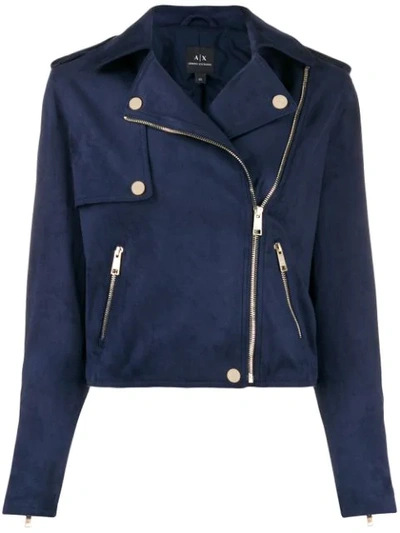 Armani Exchange Short Biker Jacket In Blue