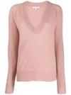 Equipment Madalene Pink V Neck Cashmere Sweater In Misty Rose