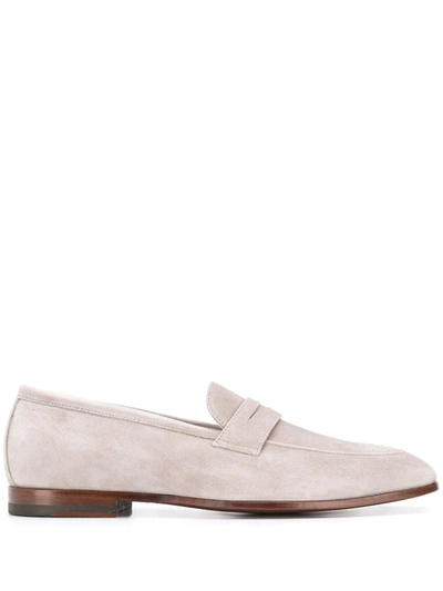 Scarosso Marzio Almond Toe Loafers In Grey