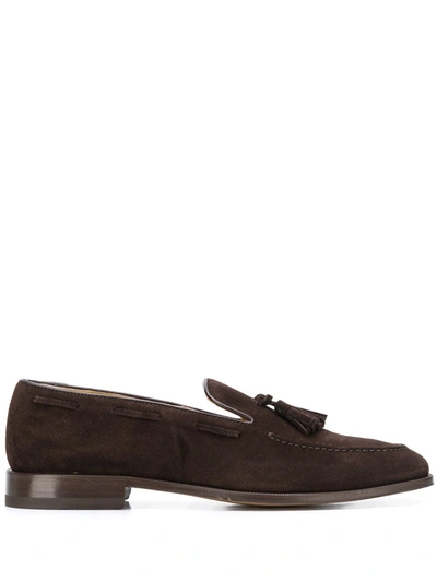 Scarosso Rolando Ebano Tassel Loafers In Dark Brown Suede