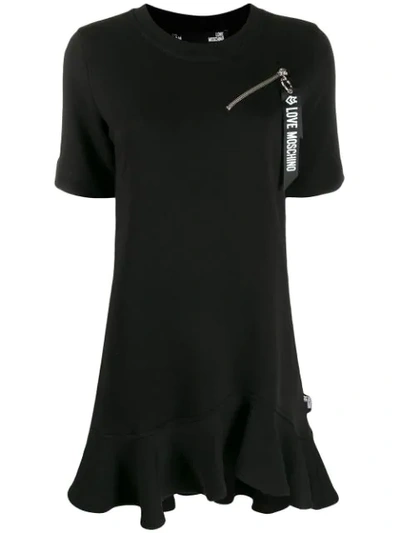 Love Moschino Zip Pocket Dress In C74 Black