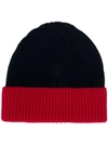 Altea Colour Block Ribbed Knit Hat In Blue