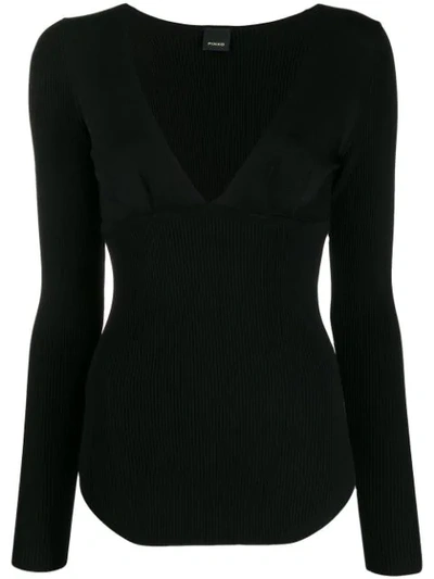 Pinko Long-sleeve Fitted Sweater In Z99 Black