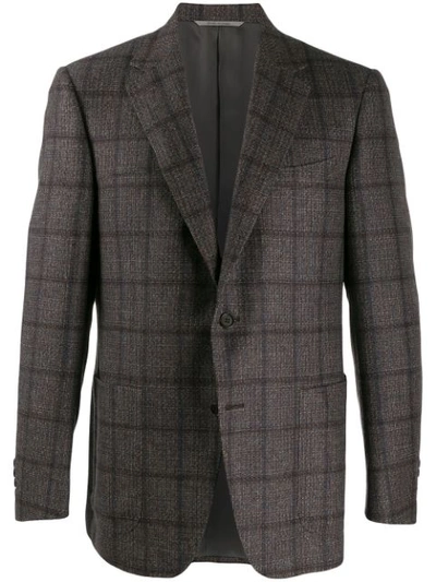 Canali Fitted Single-breasted Blazer In Brown
