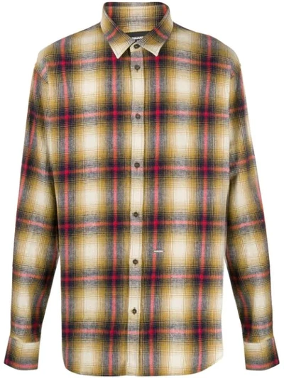 Dsquared2 Checked Long Sleeve Shirt In Gold