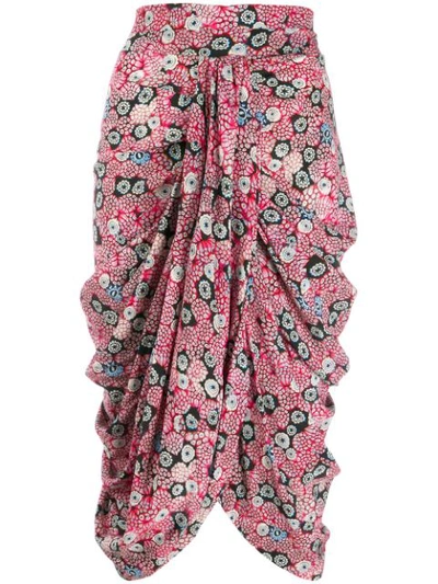 Isabel Marant Draped Floral Skirt In Pink