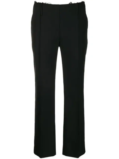 Rokh Frayed Detail Flared Trousers In Black