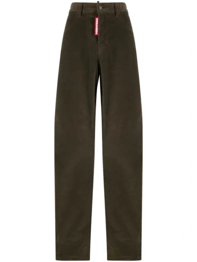 Dsquared2 High Rise Wide Leg Trousers In Brown