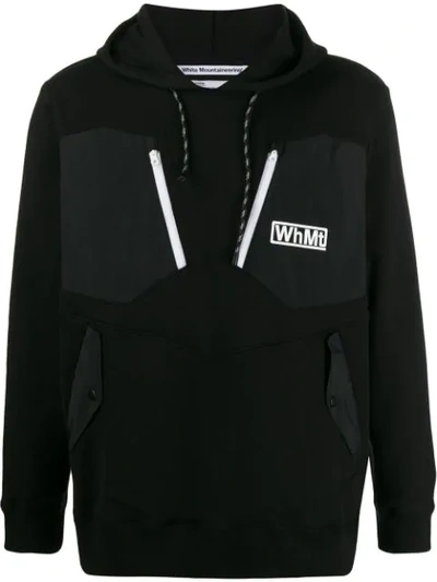 White Mountaineering Logo Contrast Patch Hoody In Black