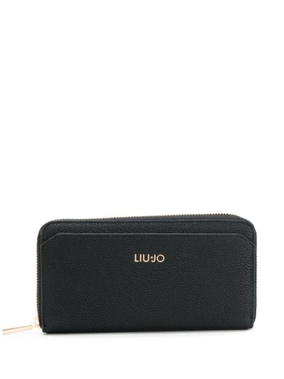 Liu •jo Textured Zip-around Wallet In Black