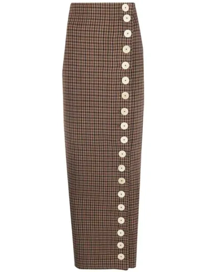 A.w.a.k.e. Buttoned Maxi Skirt In Beige/brown