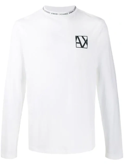Armani Exchange Logo Monogram Jersey Top In White
